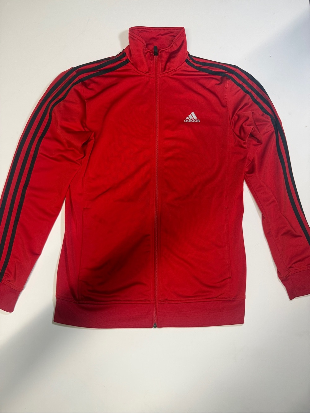 adidas Red Track Jacket with Black Stripes - Picture 2 of 10